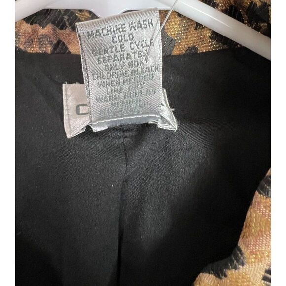 Chico's 0 Jacket 3/4 Sleeve Animal Jacquard Nonie Chocolate NWT - Picture 9 of 11